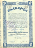 SHAREHOLDINGS, MINERVA MOTORS SHARES, COUPONS, 1929, BELGIUM - Automobil