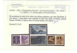 !SCONTI!  ITALIA 1942 Propaganda Di Guerra Serie Non Emessa  50c. Bruno 1L. Violetto 2 L. Azzurro Nuovo MNH** - War Propaganda