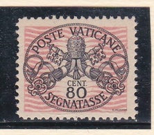 1946 Vaticano Vatican SEGNATASSE  POSTAGE DUE 80 Cent Righe Larghe Carta Bianca MNH** Firm.Biondi - Strafport