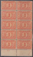 1902-122 CUBA REPUBLICA. 1902. 10c SPECIAL DELIVERY BYCICLE CYCLE MNH PLATE NUMBER BLOCK10. - Neufs