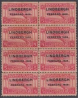 1928-122 CUBA REPUBLICA. 1928. 5c CHARLES LINDBERGHT. GOMA ORIGINAL. BLOCK 8. - Nuevos