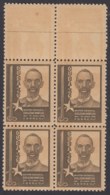1941-167 CUBA REPUBLICA. 1941. Ed.346. 3c GUILLERMO MONCADA BLOCK 4. ORIGINAL GUM. - Unused Stamps