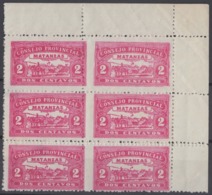 LOC-80 CUBA REPUBLICA. 1903. LOCAL REVENUE MATANZAS. 2c PERFORATED BLOCK 6. ORIGINAL GUM. - Impuestos