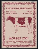 Rare // Etiquette De Vin // Vaches // Morges, Exposition Régionale - Mucche