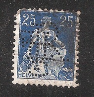 Perfin/perforé/lochung Switzerland No 99  1908-1933 - Hélvetie Assise Avec épée FLHR C  F. Hoffmann La Roche & Co - Perforadas