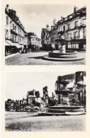 14 - FALAISE : Fontaine Et Rue Rollon ... Avant Et Après La Guerre ... CPSM Multivues Photo N/B Format CPA - Calvados - Falaise