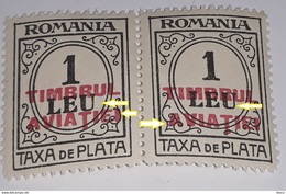 Romania1931 , Airmail, Postage Due Taxa De Plata 1LEU PAAR X2 , With Surcharge Misplaced ON PAAR  X3,  TIMBRUL AVIATIEI - Ungebraucht