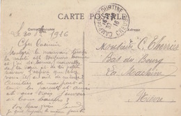 CP D'Angouléme Obl. Camp De La Coutine Creuse En Franchise Le 30/10/16 + Cachet Militaire Camp De La Courtine - War Stamps