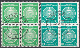 GERMANIA DDR - 1954 - Lotto Di Due Quartine Di Yvert Servizio 1 E 4, Obliterati. - Used