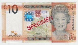 Jersey Banknote Ten Pound Code DD, L Rowley Specimen Overprint Superb UNC Condition - Jersey