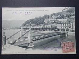 Carte Postale -  GRENOBLE (38) - Pont Suspendu Quai Perriere Et Couvent Ste Marie - 1905 - (2547) - Grenoble