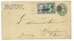 USA - 1890 - ENVELOPPE ENTIER De DIXON (CALIFORNIA) => PFORZHEIM (BADEN) - Cartas