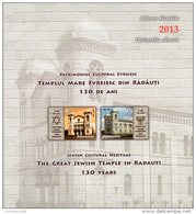 Romania 2013 / Great Jewish Temple In Radauti / Special Block, In Philatelic Album With Special FDC - Jewish