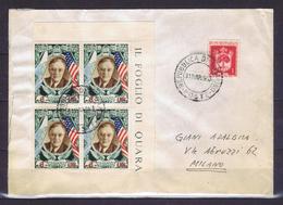 V6099 SAN MARINO 1947 Roosvelt  Quartina + Complementare Su Busta Da San Marino 31.3.53 A Milano, Ottime Condizioni - Lettres & Documents