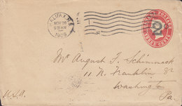 Canada Postal Stationery Ganzsache Entier 2c. Auf 3c. Victoria HALIFAX Nova Scotia 1909 WASHINGTON Pa. USA (2 Scans) - 1860-1899 Regering Van Victoria