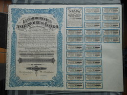 La Commerciale Anversoise Du Congo - Action De 100 Francs Au Porteur (document Complet) - Africa