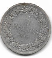 LEOPOLD 1 - 5 FRANK 1847 - 5 Francs