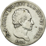 Monnaie, États Italiens, SARDINIA, Carlo Felice, 5 Lire, 1826, Genoa, TB - Piémont-Sardaigne-Savoie Italienne