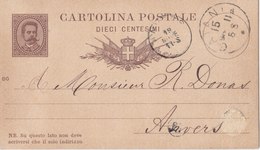 Italy - Cartolina Postale To Anvers - Stamped Stationery