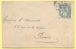 FRANCIA - France - 1910 - 5c Blanc - Intero Postale - Entier Postal - Postal Stationery - Viaggiata Da ???? Per Paris - Enveloppes Types Et TSC (avant 1995)