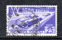 XP2472 - REPUBBLICA 1953 ,  25 Lire N. 707 Usato.  1000 Miglia  .Filigrana Lettere 3/10 - Varietà E Curiosità