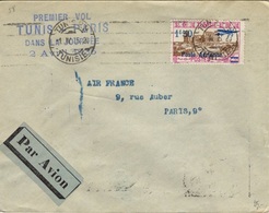 TUNISIE Pa 10 Lettre 1er Vol Cachet Tunis - Paris Dans La Journée Air France 1er - 2 Avril 1935 - Luftpost