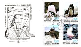 ARGENTINE. Timbres Issu Du BF 26 De 1980 Sur Enveloppe 1er Jour. Pingouin/Phoque/Eléphant De Mer. - Antarctische Fauna