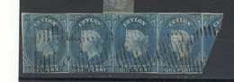 CEYLON 1857 - 1859 BLUE (#1)  Or  DP TURQOISE (#3) IMPERF.Wmk 6 RARE STRIP 4 1/2, NO THINS/SEPARATIONS - Brieven En Documenten