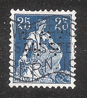 Perfin/perforé/lochung Switzerland No 99  1908-1933 - Hélvetie Assise Avec épée WV  Wagnerische Verlaganstalt - Gezähnt (perforiert)