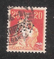 Perfin/perforé/lochung Switzerland No 98  1908-1933 - Hélvetie Assise Avec épée Bv  Schweizerischer Bankverein - Gezähnt (perforiert)