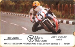 Isle Of Man - GPT, Collector Series-1989, Joey Dunlop, 3IOMC, Motor Racing, 20 U, 6000ex, 1989, VF Used - Isle Of Man