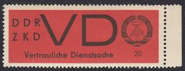 GERMANIA DDR - 1965 - SERVIZIO RISERVATO - DDR ZKD VD 20 P. Nuovo MNH, Su Carta Beige Con Margine Di Foglio. - Mint
