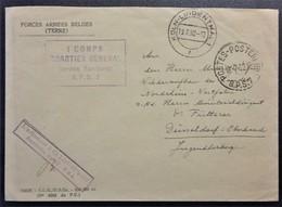 Postes-Posterijen B.P.S. 7 Forces Armées Belges Franchise Militaire Oblitération Köln Juillet 1952 > Düsseldorf - Cartas & Documentos