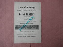 TOURS Ecole D'équitation 1904 Grand Manége Desiré Brosset Dir. 15 Rue Chalmel.  BE - Equitation