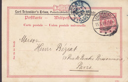 Reichspost Stationery Ganzsache PRIVATE Print CARL SCHNEIDER's ERBEN Porzellanfabrik GRAFENTHAL 1893 PARIS ETRANGER !! - Postcards