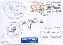 GROENLAND GRØNLAND 298 326 Lettre Signée GREA Ecological Field Expédition Karupelv Valley 2000 Hibou Owl Eule Polar Pôle - Postmarks