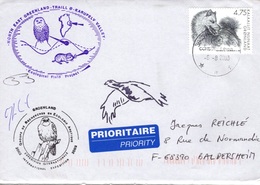 GROENLAND GRØNLAND 373 Lettre Signée GREA Ecological Field Expédition Karupelv Valley 2003 Hibou Owl Eule Polar Pôle - Storia Postale