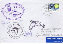 GROENLAND GRØNLAND 390 Lettre Signée GREA Ecological Field Expédition Karupelv Valley 2004 Hibou Owl Eule Polar Pôle - Postmarks