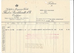 F104 - Facture Rechnung 1927 Oerlikon Kochfett Margarine Fabrik Flad & Burkhardt Pour Schulthess Sierre - Suisse