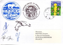 GROENLAND GRØNLAND 333 Lettre Signée GREA C.E.M.D.P. Mission ECOPOLARIS 1998-2000 Cachet Ours Phoque - Marcofilie