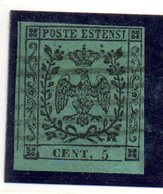 ASI28 - MODENA 1852 , 5 Cent Verde N. 1 Usato . Firma BOTTACCHI - Modena