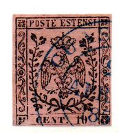 ASI28a - MODENA 1852 , 10 Cent  N. 2 Usato . - Modène