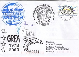 GROENLAND GRØNLAND 315 Lettre Signée GREA C.E.M.D.P. Missions KAP MORRIS JESUP - 83° 40' N Ecopolaris 2003 - Postmarks