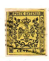 ASI34d - MODENA 1852 , 15 Cent  N. 3 Usato . - Modène