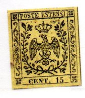 ASI37c - MODENA 1852 , 15 Cent  N. 3 * - Modène