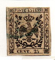 ASI38o - MODENA 1852 , 25 Cent  N. 4  Usato - Modène