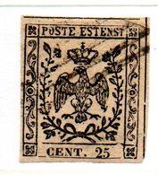 ASI38 - MODENA 1852 , 25 Cent  N. 4  Usato . Firma E. Diena - Modena