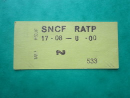 TICKET  Métro  Autobus RATP  PARIS  - 2° Classe - Couleur Jaune- 2000 - TBE - Monde