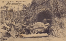BELG. CONGO :1922: PWS/E.P./P.St. - ILLUSTR.** Nr.100 – 15 C. : WEAVERS,TISSUE,CLOTHES,COTTAGE,BALDNESS,KAALHEID, - Stamped Stationery
