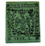 ASI46d - MODENA 1852 , 5 Cent  N. 7  Usato : Con Punto Dopo La Cifra - Modène